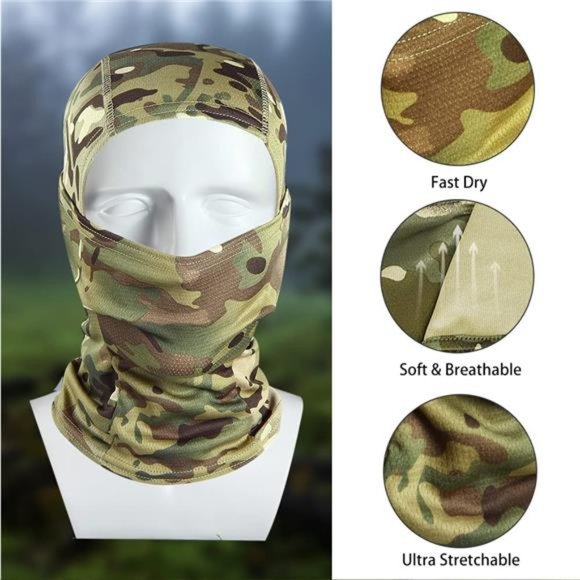 Military Camo Face Mask Bandana Balaclava Hood Headwear for Men Women Tactical - Picture 5 of 6